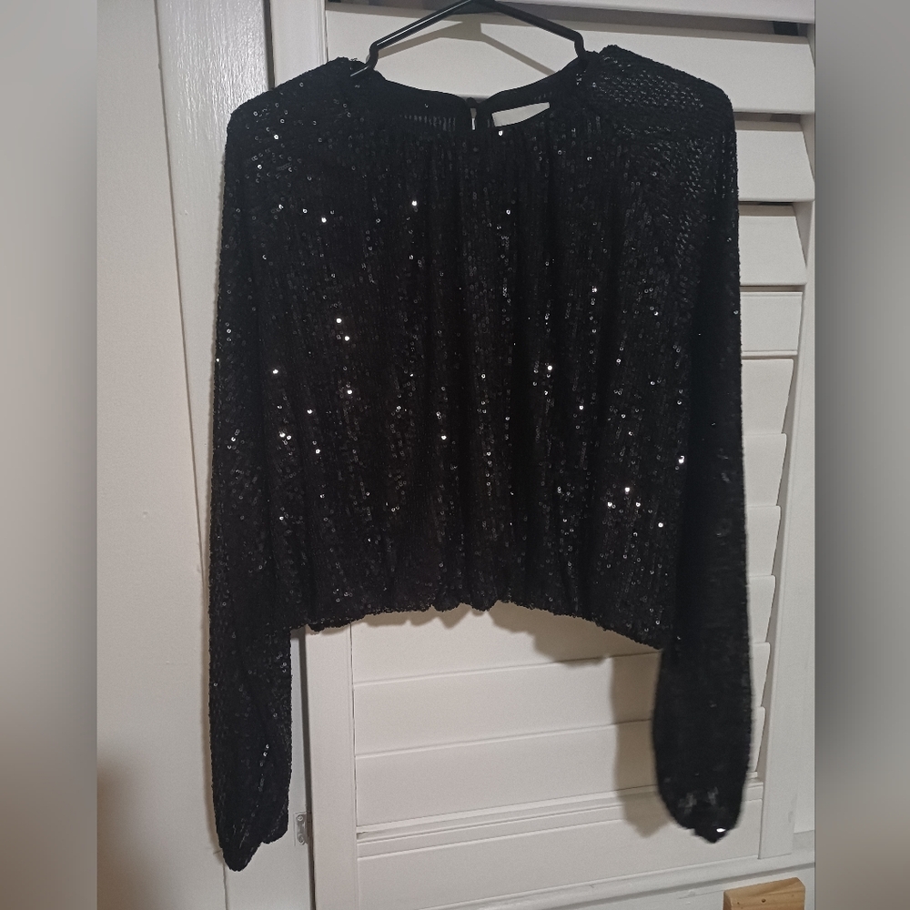 H&M Black Sequin Blouse